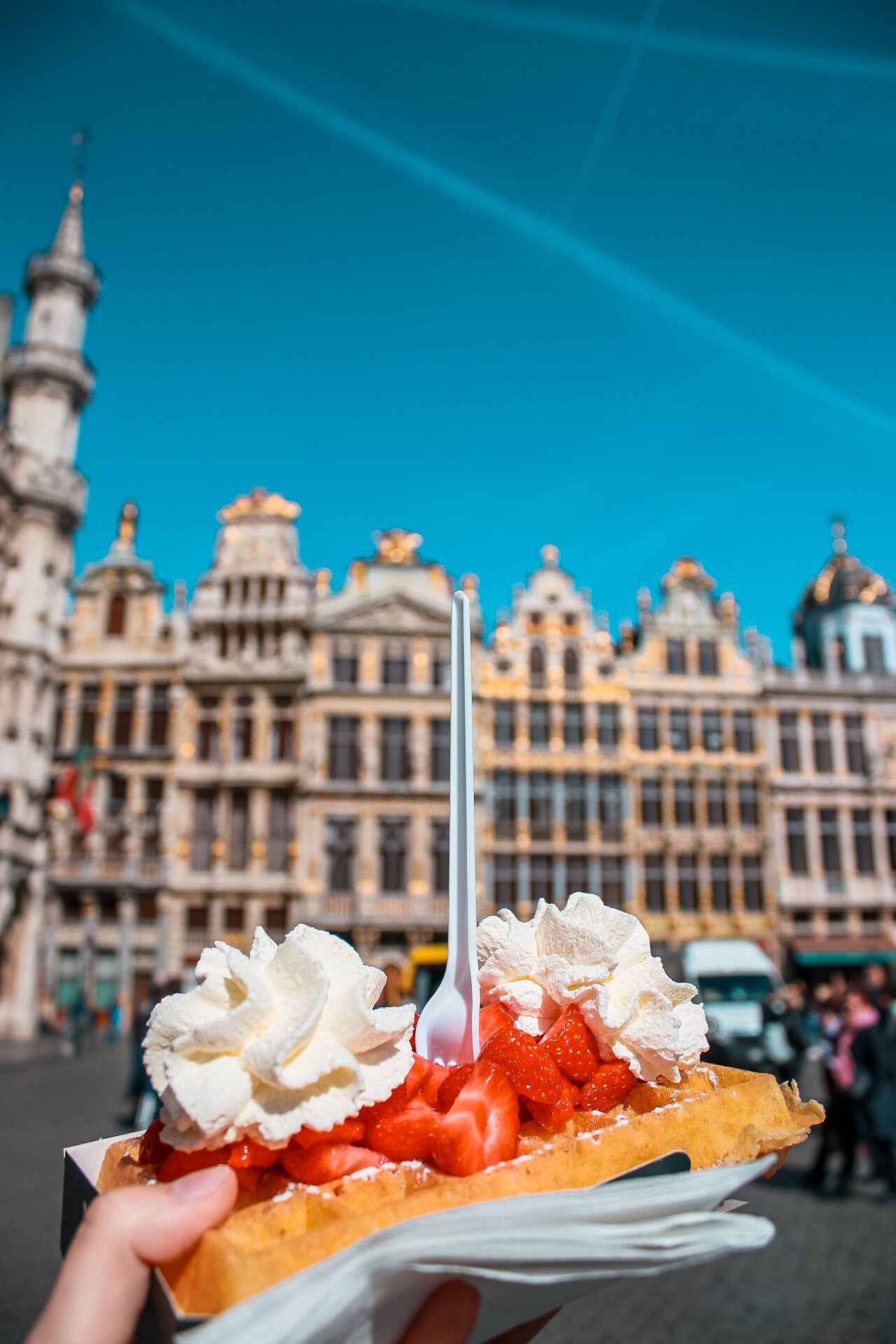 Belgian Waffle in front of Brussels Grand place
Perfect 2 day Brussels itinerary