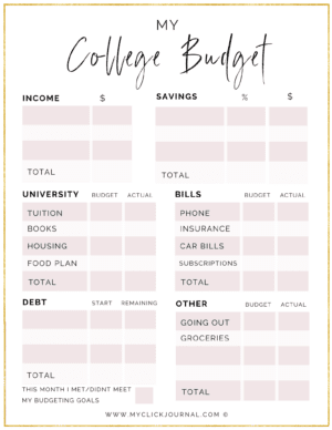 budget planner printable